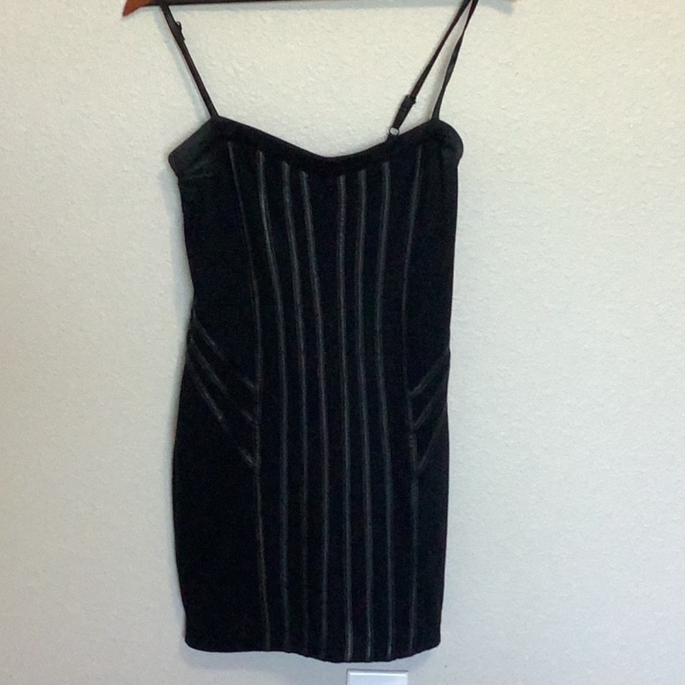 bebe Black Mini Dress with Subtle Stripes